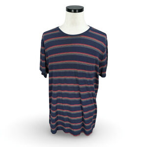 Marine Layer T-Shirt Mens Large Blue Red Striped Cotton Crew Neck Short Sleeve